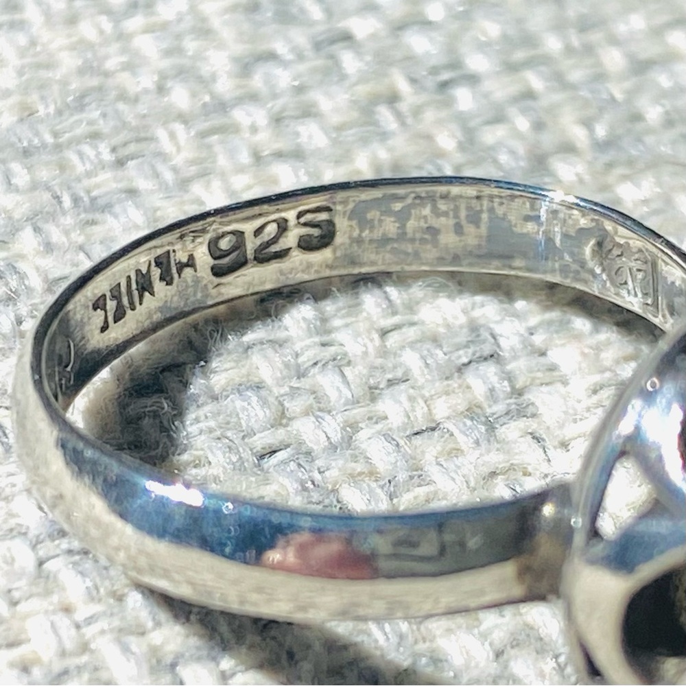 Vintage Taxco Mexico 925 Silver Purple Alexandrite? Crown Statement Ring size 6 - Picture 6 of 12